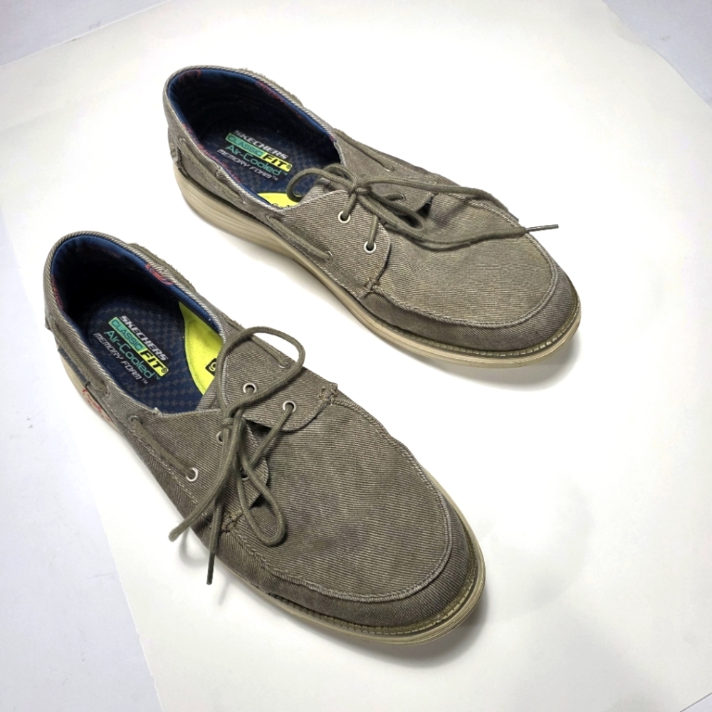 Skechers Casual Canvas Boat Shoes - Gray Size 14